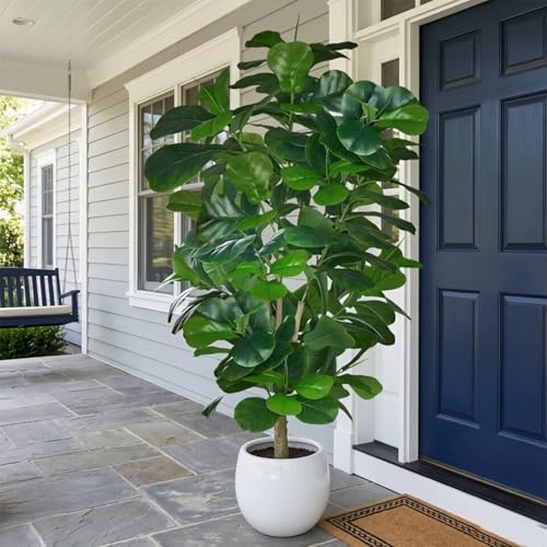 VECELO Artificial Fiddle Leaf Fig Tree 6FT(71in), Tall Fake Floor Plants with 150 Large Realistic Leaves in Plastic Pot for Indoor Outdoor Living Room Home Decor - color: Fiddle Leaf Fig Tree(6ft)