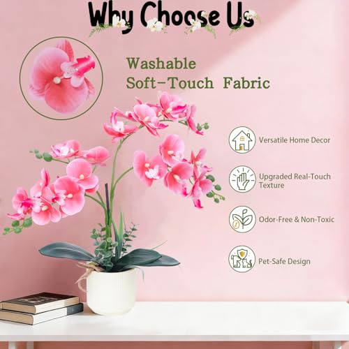 ucky Pink 15.7" 3D Lifelike Artificial Orchid Plant with 20 Heads, Realistic Faux Phalaenopsis in Ceramic Pot for Home Decor, Elegant Fake Flower Arrangement Table Centerpiece - color: Pink