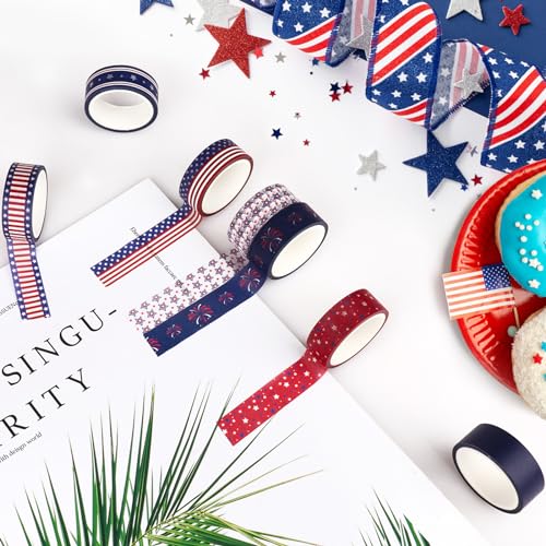 20 Rolls Washi Tape for Independence Day Patriotic Red Washi Tape Supplies Washi Stickers with July 4th Making Tape Craft Gifts for Kids DIY in Paper - style: Independence Day