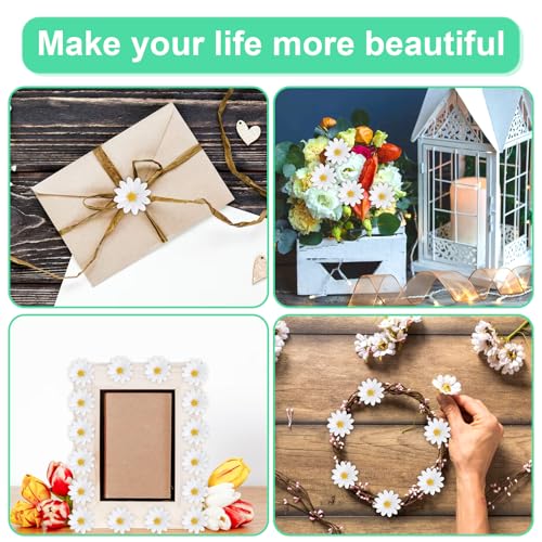 Nogeqi 100 Pcs Daisy Flower Head Artificial Daisy Flower White Gerbera Fake Flowers Heads for DIY Garland Craft Birthday Wedding Party Easter Bonnet Home Decoration