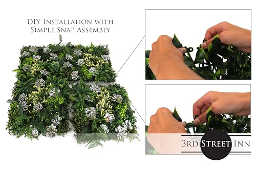 3rd Street Inn Artificial Greenery Wall Panels for Privacy - 4-Pack - color: Rainforest Succulent Mix