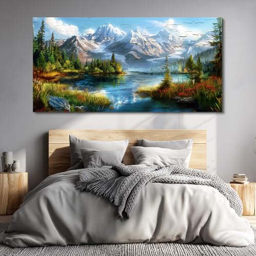 FUHAIHUA Canvas Wall Art For Living Room Large Wall Decor For Office Modern Bedroom Decoration Mountain Rivers Landscape Pictures Farmhouse Painting Artwork Wall Mural Aesthetic Home Decor 30x60 In - color: Mountains Rivers, size: 60"L x 30"W