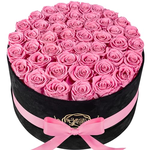 Prifroti 47 Roses in a Luxury Suede Box, Preserved Flowers for Women, Mothers Day Flowers for Mom, Light Pink - color: Light Pink, size: 47 Roses