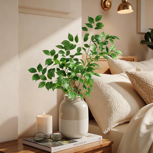 Fake Plants 4 PCS 31.5In Faux Eucalyptus Stems Artificial Greenery Stems Artificial Branches for Vase Faux Branches for Vase Fake Green Plants Suitable for DIY Home Office Dining Room Decor - color: Green-rsy4