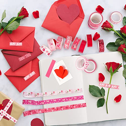 20 Rolls Valentine's Day Washi Tape Red Pink Heart Love Masking Tape for Wedding Romantic Scrapbook DIY Craft Valentines Decorative Duct Tape for Journaling Giftwrap Tape Supplies - style: Valentine's Day