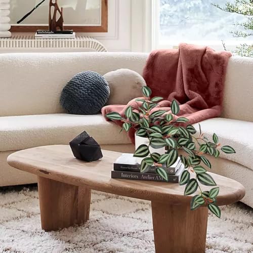 GnFlus Fake Hanging Plants, 20 Inch Artificial Ivy Plant in Ceramic Pot Faux Vine Potted for Home Bedroom Office Table Shef Indoor Outdoor Decor Desk (Green/Red) - color: Green/Red-ceramic Pot