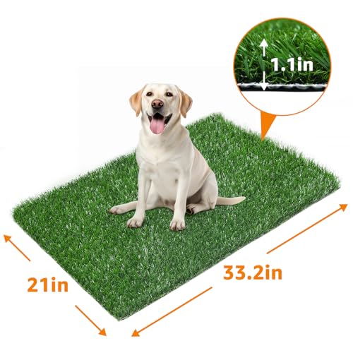 LOOBANI 33.2in x 21in Replacement Artificial Grass Puppy Training Pads, Quickly Absorbency Portable Dog Potty Grass, Fit 35x23in Potty Tray(1 Pack) - size: 33.2"x21"