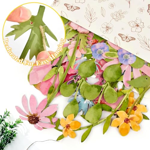 Butterfly Banner Wildflower Party Decorations Paper Flower Leaves Banner Butterfly Garland for Wall Decoration Spring Baby Shower Wedding Backdrop Decorations - color: Butterfly