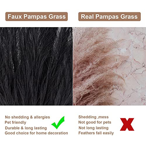 Black Pampas Grass Small, 30 Pcs 17" Faux Pampas Grass Short Decor, Pompas Grass Flower Arrangement and Vase Filler for Boho Home Wedding Decoration - color: Black, size: 17'' Tall