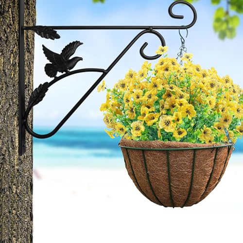 Outdoor Artificial Fake Flowers,8 Bundles UV Resistant Faux Flower No Fade Outdoor Plastic Flowers Plants for Garden Patio Porch Home Wedding Farmhouse Decor(Yellow) - color: Yellow, size: 8 Bundles