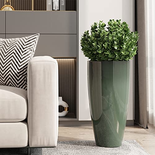 QCQHDU 21 inch Tall Planters for Outdoor & Indoor Plants, 2 Pack Sturdy Plant-Flower-Tree Pots for Front Porch Patio Deck Living Room Decor - color: Green, size: 21 inch
