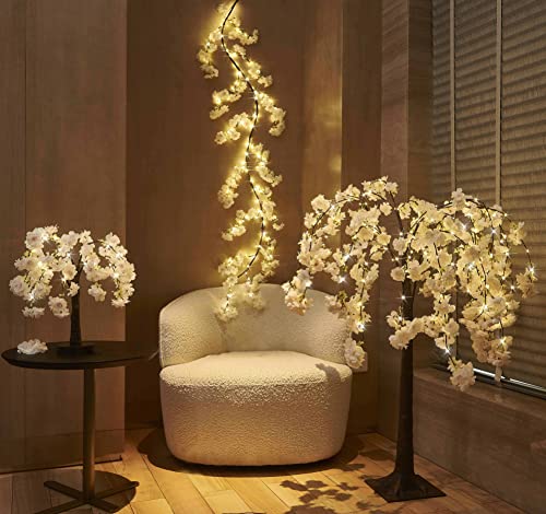 LITBLOOM Lighted Cherry Blossom Tree Pink 18IN 40 LED with Timer Artificial Tabletop Bonsai Tree Lights USB Plug or Battery Operated for Wedding Party Home Birthday Decoration - color: Pink Cherry