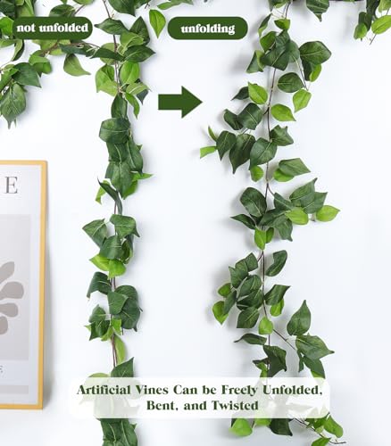 RECUTMS 3Pcs Artificial Vines Ivy Garland 6.3Ft Fake Green Leaves Ivy Garland Faux Hanging Plants Greenery for Spring Summer Outdoor Indoor Home Wall Garden Table Wedding Graduation Room Decor - color: Green-lvluo3pcs