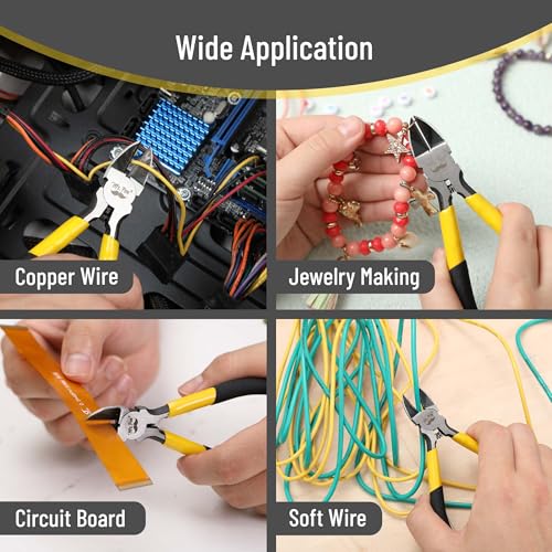 Mr. Pen- 5" Wire Cutters Bulk, 5 Pack, Precision Cutting Pliers | Ultra Sharp Wire Snips Wire Clippers, Diagonal Cutting Pliers for Jewelry Making Crafting, Wire Cutters Set - color: Yellow, Spring-loaded, size: 5 inch, 5 Pack