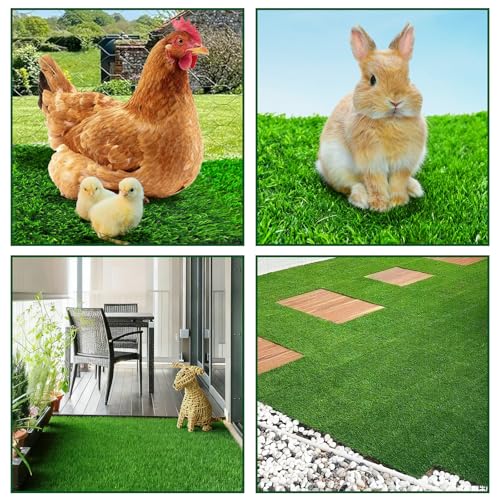 DRQ Chicken Nesting Pads, Washable Artificial Grass Nesting Pads for Chicken Coop, Soft Nesting Box Pads for Chickens & Nesting Boxes, 12"×12" (GreenGreen, 6pack)