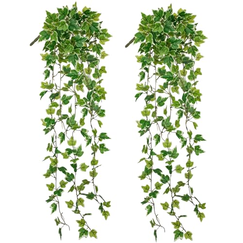 Hollyone 2pcs Artificial Hanging Plants 31" Fake Ivy Vine Faux Ivy Leaves Hanging Plant Greenery for Wall House Room Patio Indoor Outdoor Home Shelf Office Wedding Decor - color: Ivy-style 1, size: Small Ivy-2 Pack