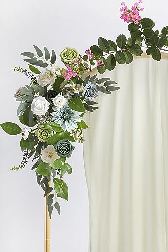 YYHUAWU Artificial Flowers Combo Set Fake Flower Leaf Box with Stems for DIY Wedding Bouquets Centerpieces Arrangements Baby Shower Party Home Decorations (Tiffany Blue & Forest Green) - color: Light Blue & Forest Green