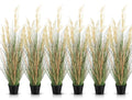Jexine 6 Pcs Tall Artificial Grass Plant 4 ft Potted Artificial Greenery Floor Plants Faux Pampas Grass Tall in Pot for Housewarming Gift House Garden Bathroom Lobby Outdoor Decoration - size: 4 ft