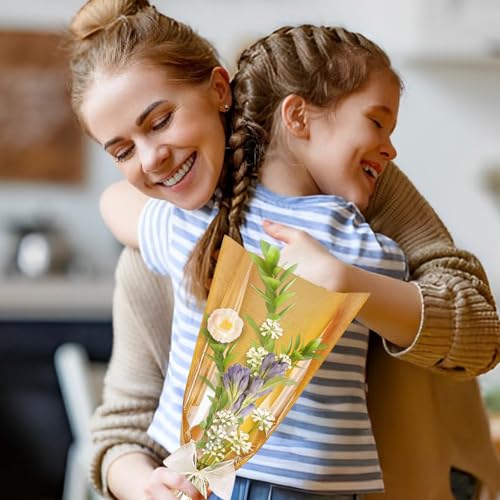 XABMU Flower Bouquet Bags - 50 Pack Kraft & Clear Floral Wrapping Sleeves for Wedding, Graduation, Mother’s Day Gifting & Florist Supplies - color: Kraft, size: 1 count (Pack of 50)