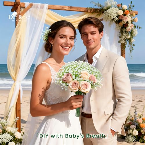 Der Rose 24PCS White Babys Breath Artificial Flowers,11'' Elegant Faux Baby Breath Flowers for Wedding Home Decor, Table Centerpieces & DIY Fake Flowers - size: 24-Baby Breath