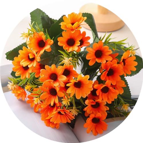 Artificial Daisies Flowers, PASYOU Silk Daisy Fake Plants 4 Bundles Faux Flower Plant Plastic Greenery Bushes for Home Farmhouse Decoration Wedding Bouquet Window Box Planter Filler DIY Decor - Orange - color: Daisy 4 Pack - Orange