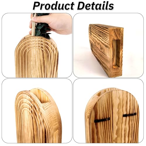 Set of 2 Wooden Vases with Pampas Grass and Eucalyptus – Boho Decor for Living Room, Modern Farmhouse Entryway or Bathroom, Rustic Art for Home Decoration - style: A