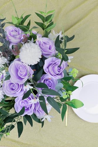 JUSMAI 50pcs Lavender Roses Artificial Flowers Lliac Roses Purple Roses Fake Roses Flowers with Long Stems Silk Flowers for Wedding Bouquet Centerpices Decorations Party Bridal Baby Shower - color: Lavender, size: 50PCS