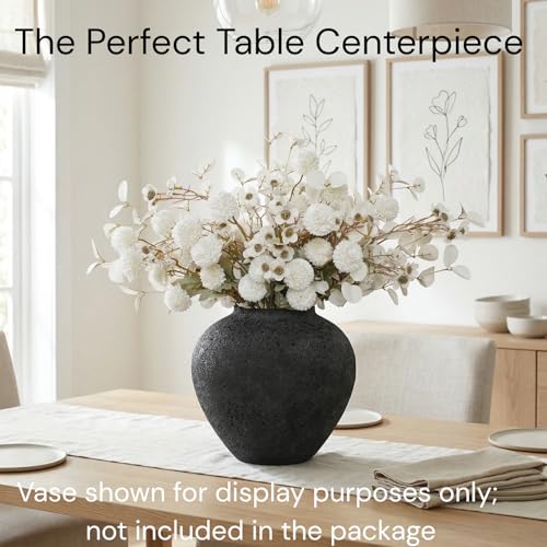 20pcs White Artificial Flowers Bulk For Vase That Look Real, White Flower Centerpiece For Table, Silk Floral Home Decor Indoor, Faux Kiku + Eucalyptus Stems + Wildflowers, Flores Blancas Artificiales - color: White Kiku+wax+eucalyptus