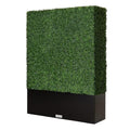 Artificial Boxwood Hedge Wall,Greenery Fake Faux Grass Backdrop Divider with Black Steel Planter Box,Outdoor Privacy Panels for Patio,Balcony,Restaurant,Garden,Party Décor 48" WX64 HX14 D - size: 48"WX64"HX14"D