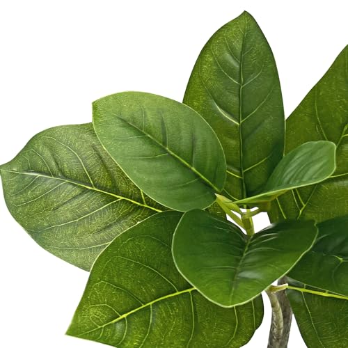 Artificial Tree in Colorful Flower Pattern Planter, Fake Magnolia Tree for Indoor and Outdoor Home Decoration - 70" Overall Tall (Plant Pot Plus Tree) - style: Magnolia Tree