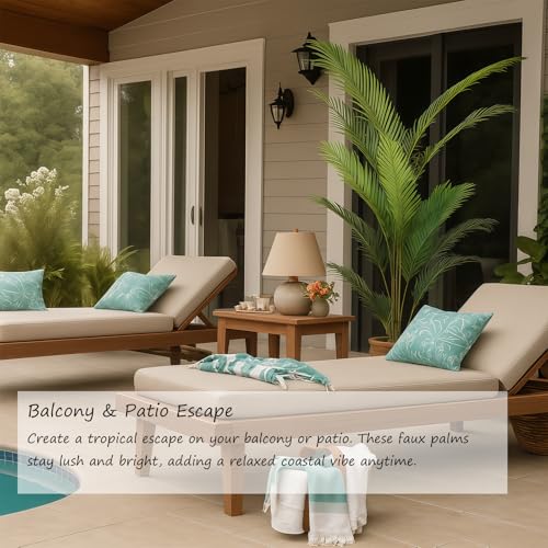 2-Pack Real Touch Faux Olive Tree with 1390 Leaves & 86 Olives, Indoor Potted Fake Plants, Nearly Natural Artificial Plants for Mediterranean Home Decor (Green, 7Ft-Palm Tree) - size: 7Ft-Palm Tree