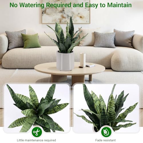 Fake Snake Plant 22" Tall, Realistic Touch Leaves, Potted Artificial Plants Indoor for Home Decor Small Office Home Living Room - size: 22 Inch Snake