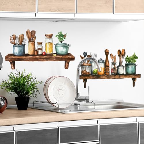 Kitchen Wall Decals Removable Dining Room Wall Stickers Peel and Stick Vinyl Waterproof Kitchen Utensils Wall Decor for Home Office School Coffee Shop - style: Kitchen