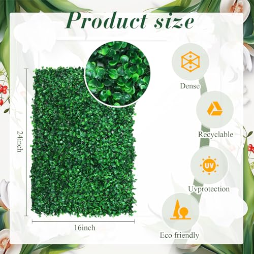 54 Pack Greenery Backdrop with Flowers Include 18 Pcs 16" x 24" Grass Wall Panels Artificial Hedge Boxwood Panels 36 Pcs 3.6 Feet Wisteria Hanging Flowers Garland for Wedding Summer(White) - color: White