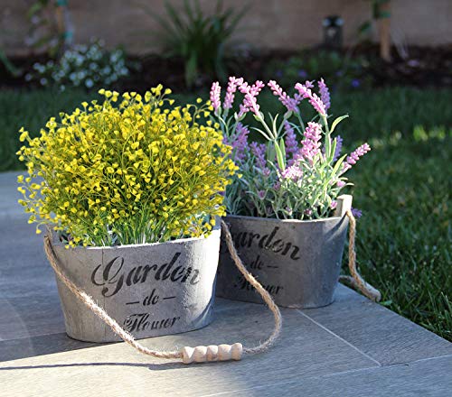 Artificial Plants, Plastic Shrubs Fake Simulation Bushes Wedding Outdoor Home Garden Verandah Parterre Office Table Centerpieces Arrangements Decoration DIY Planter Filler - Yellow 4 Pack - color: Bell Grass Yellow / 4pcs
