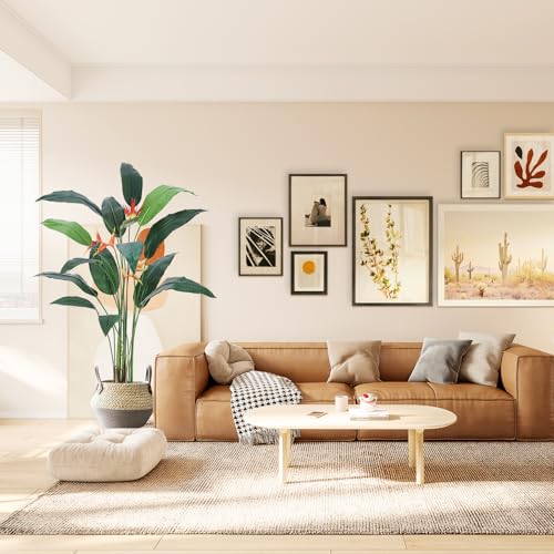 Artificial Bird of Paradise Tree 6 ft(72 in) Fake Palm Tree for Indoor Outdoor Modern Decor Faux Plants for Home Office Perfect Housewarming Gift with 14 Trunks Faux Leaves and 3 Flowers 2 Pack