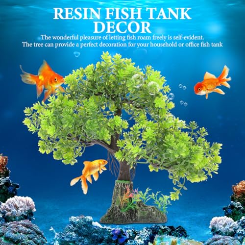 POPETPOP Aquarium Tree Decor 10.62In Artificial Plastic Water Plant Fish Tank Bonsai for Home Office Aquarium Landscape Decoration