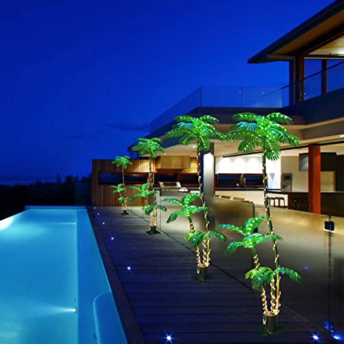 Artificial Palm Tree Christmas Tree 7Ft 3Trunks 260LED Lighted Simulation Tropical Palm Tree Fake Plant Light for Patio Home Office Beach Yard Cruise Hawaiian Party Tiki Bar Decorations - Electric - style: 7FT Plug-in
