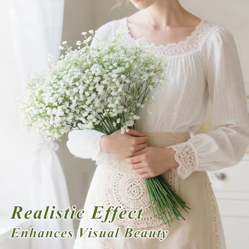 DomeStar Artificial Baby’s Breath Flowers – 42 PCS White Fake Gypsophila for Wedding Centerpieces, Home Decoration, DIY Crafts, Bridal Shower, Party Decor & Gifts