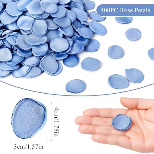 SITUMEIZI 400PCS Fake Rose Petals Faux Silk Flower Blue Petals for Romantic Night for Her Set Valentine's Day, Wedding, Proposal Anniversary Decorations - color: Light-blue