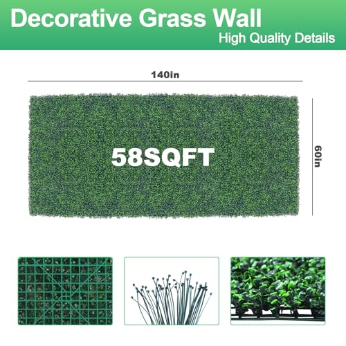 Yangrass Artificial Fence Panel Roll,60"x 140"(58 sq.ft) UV-Anti Faux Ivy Leaves Privacy Fence Screen Grass Wall Roll Panels for Indoor Home Decor and Outdoor Garden Backyard - size: 60x140 IN