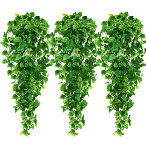 3pcs Artificial Hanging Plants, 3.6ft Fake Ivy Vine for Wall House Room Indoor Outdoor Decoration (No Baskets)