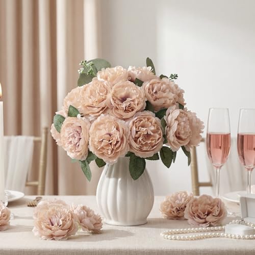 Thiccywoov 200 Pcs Flowers Long Stem Artificial Rose Bulk, 3.2 Inches Silk Rose Head Flowers Faux for Wedding Bridal Bouquet Independence Day Home Floral DIY Centerpieces Party Decoration (Nude) - color: Nude