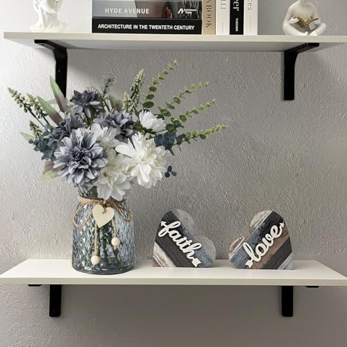 Leftover Fake Flowers in Vase,Faux Flowers in Vase,Table Centerpieces for Dining Room,Flower Centerpieces for Tables,Artificial Flowers,Kitchen Decor,Coffee Table Decor - color: Blue