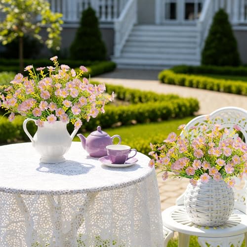 MACTING Artificial Flowers for Outdoors 6 Bundles UV Resistant Fake Flowers No Fade Faux Outdoor Plants for Indoor Outside Planters Garden Porch Yard Window Pot Home Summer Decorations,Light Purple - color: Light Purple, size: 6PCS