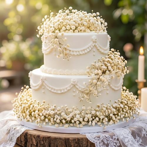 Fumete 200 Pcs Mini Dried Baby Breath Flowers 3000+ Wedding Ivory White Flowers Bulk 2-4 in Dried Artificial Gypsophila for Wedding Decor Boho Invitation Resin Candle DIY Art Crafts Making Bouquet