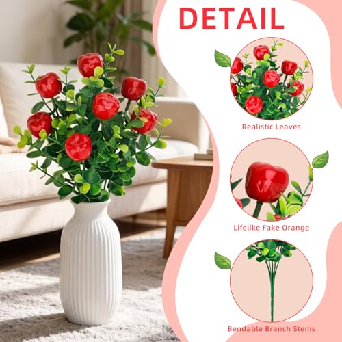 6 Pcs Artificial Apple Branches, 12.6 Inch Faux Crabapple Fruit Stems with Red Mini Apples and Green Leaves for Home Kitchen Decor, Farmhouse Vase Fillers Seasonal Table Centerpiece - color: Red 1