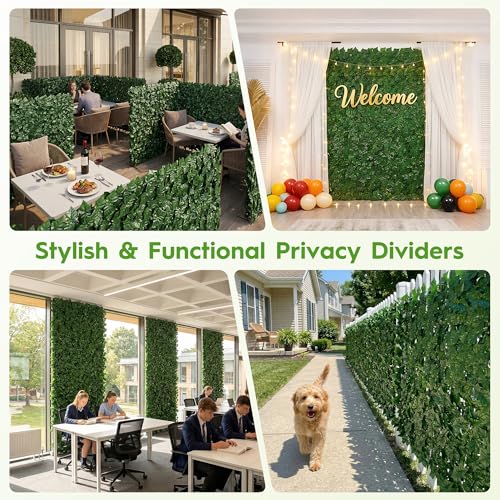 Bybeton Artificial Ivy Privacy Fence Screen - 40" X 120" UV-Anti Fake Leaves Vines - Patio Balcony Privacy, Garden, Backyard Greenery Wall Decor - color: Green - Ivy, size: 40 x 120 in