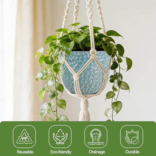 Worth Garden Plastic Round 8 Inch Planters for Indoor Plants Set of 6 Outdoor Resin Flower Pots Colorful with Drainage Hole Rubber Plug Retro Appearance Home Christmas Decorative Containers Multicolor