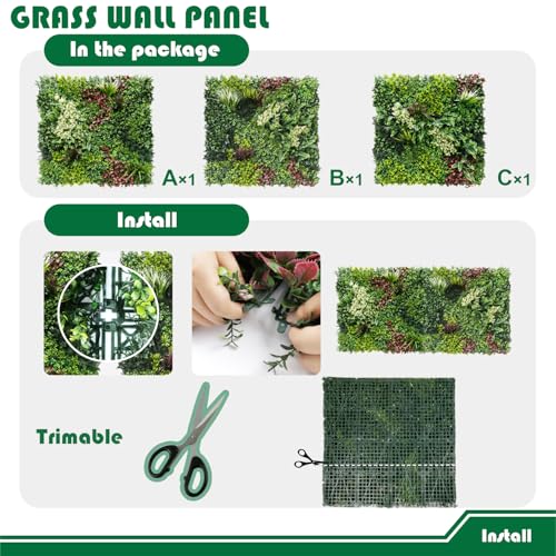 40"x40"-1Set Artificial Grass Wall Panels Greenery Backdrop Fake Grass Photography Background, Faux Boxwood Panels for Interior Wall Décor, Outdoor Patio Privacy Ivy Fence Screen - size: 40"x40"